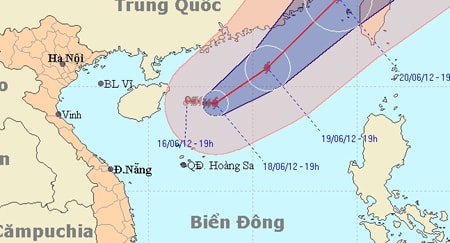 Dự báo bão số 2 đi vào vùng biển Trung Quốc rồi tan dần. (Ảnh: NCHMF)