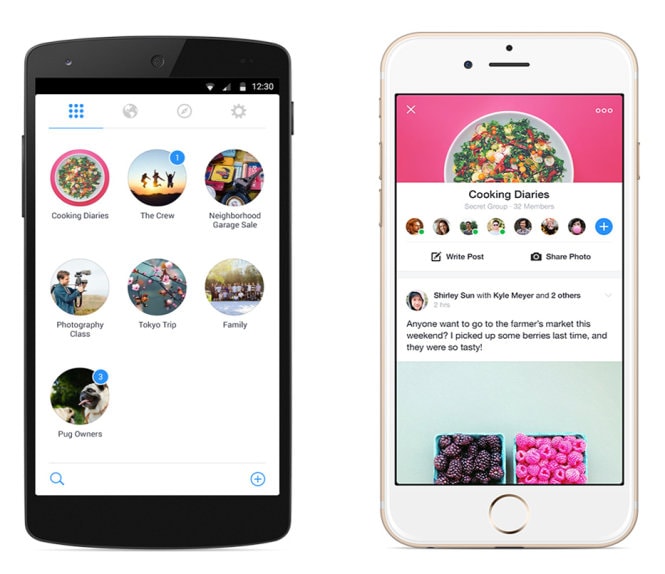 Facebook Groups, một ứng dụng riêng cho người dùng thường tương tác với nhóm - Ảnh: Facebook Media