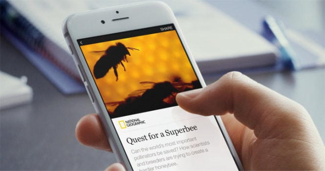 Một bản tin khoa học từ tạp chí Địa lý Quốc gia (National Geographic) được Instant Articles chuyển đến ứng dụng Facebook trên di động - Ảnh: Facebook