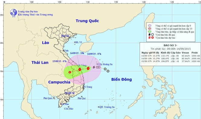 Đường đi của cơn bão số 3