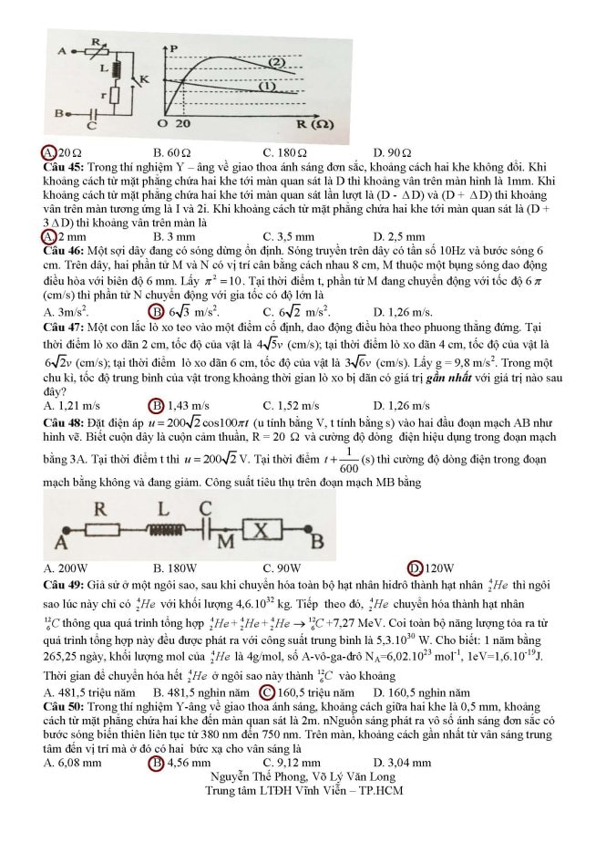 Đề thi, bài giải môn Vật lý THPT quốc gia 2016 