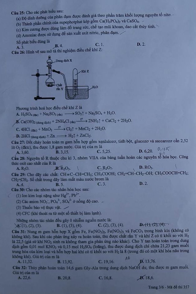 Bài giải, đề thi Hóa học THPT Quốc gia 2016 