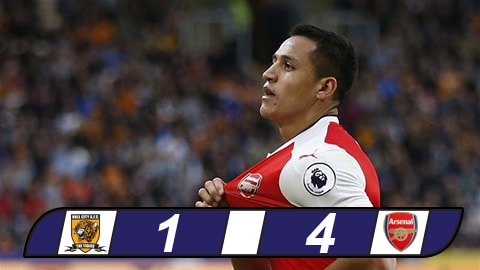 Sanchez lập cú đúp, Arsenal thắng tưng bừng Hull City