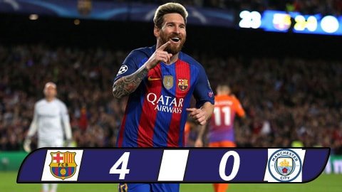 Messi lập hat-trick, Barca nhấn chìm Man City tại Nou Camp