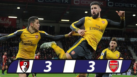 Giroud ghi bàn thắng muộn, Arsenal thoát thua ngoạn mục