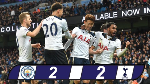 Chia điểm Tottenham, Man City ngày càng xa ngôi vương