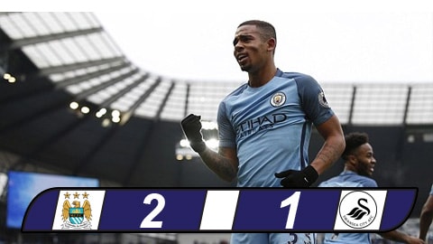 Gabriel Jesus lập cú đúp, Man City chen chân vào Top 3