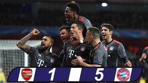 Thêm 1 lần thảm bại trước Bayern, Arsenal nhục nhã rời Champions League