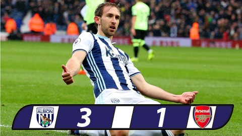 Thua West Brom, Arsenal lỡ cơ hội thu hẹp khoảng cách với top 4