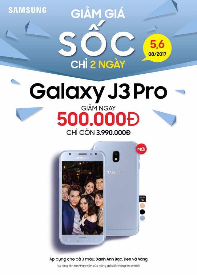                     Chính thức mở bán Samsung Galaxy J3 Pro (2017) tại Việt Nam                