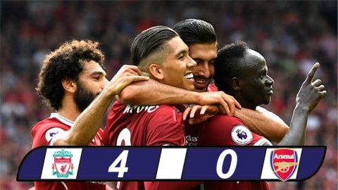 Vùi dập Arsenal 4 bàn không gỡ, Liverpool leo lên nhì bảng