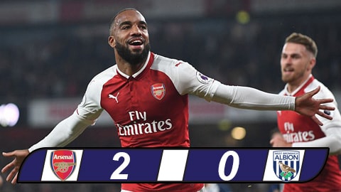 Lacazette lập cú đúp, Arsenal thắng nhàn West Brom