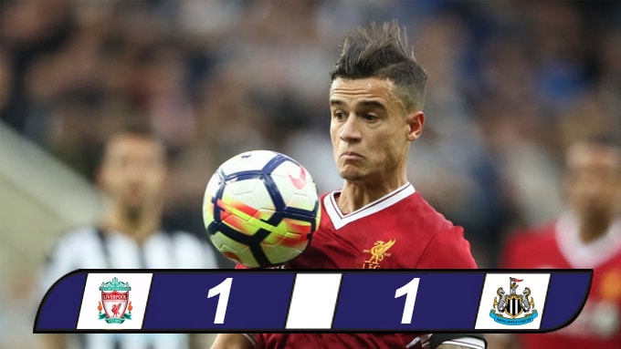 Siêu phẩm của Coutinho không đủ cho Liverpool rời Newcastle với 3 điểm