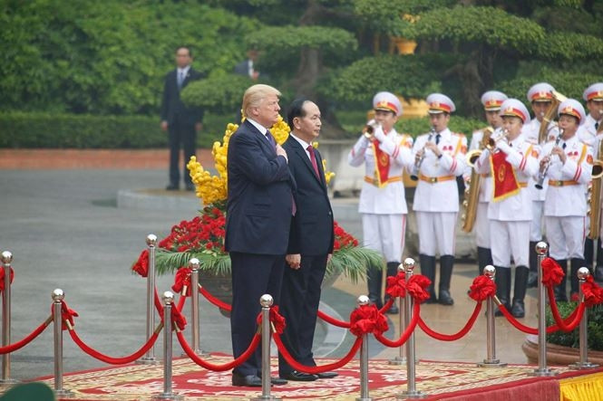 Toàn cảnh lễ đón trọng thể Tổng thống Donald Trump tại Phủ Chủ tịch - ảnh 5