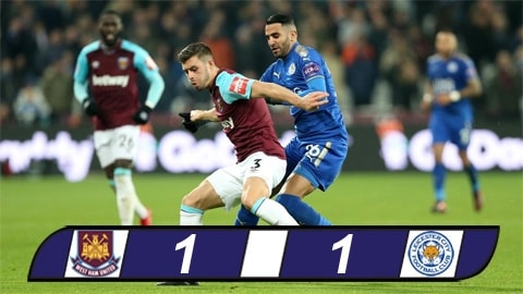 Hòa Leicester, West Ham có điểm đầu tiên dưới triều đại HLV Moyes