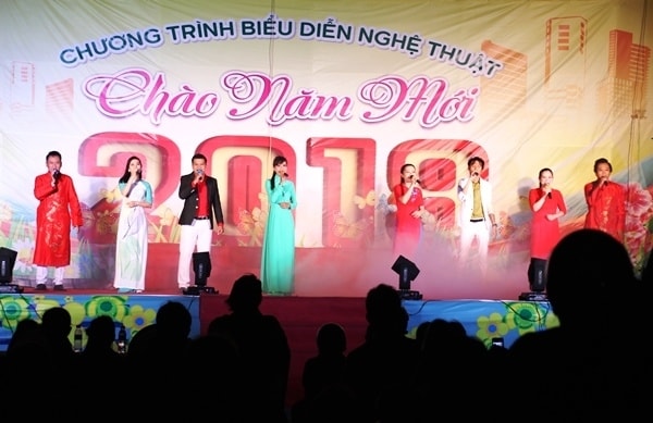 Chương trình nghệ thuật chào năm mới tại TP Cà Mau. Ảnh: Phúc Hưng.
