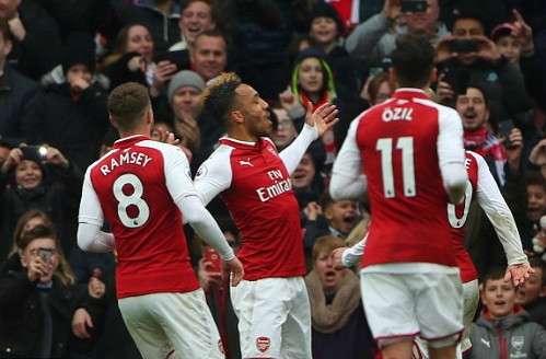 Tiền đạo người Gabon đã có năm bàn kể từ khi gia nhập Arsenal. Ảnh: ​Reuters.