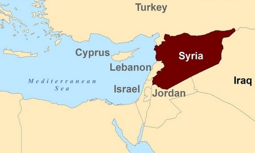 Địa Trung Hải trong tương quan với lãnh thổ Syria. Đồ họa: Steemit.