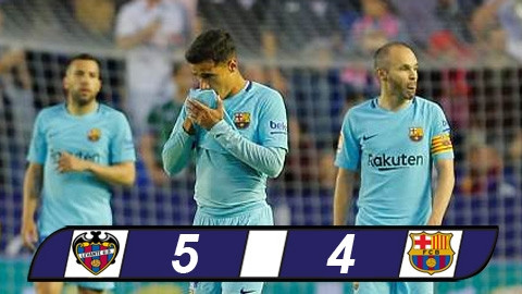 Levante 5-4 Barca: Tiêu tan mộng bất bại