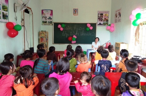 Lớp học của cô giáo Rmah  HBlao. Ảnh: Việt Hiến.
