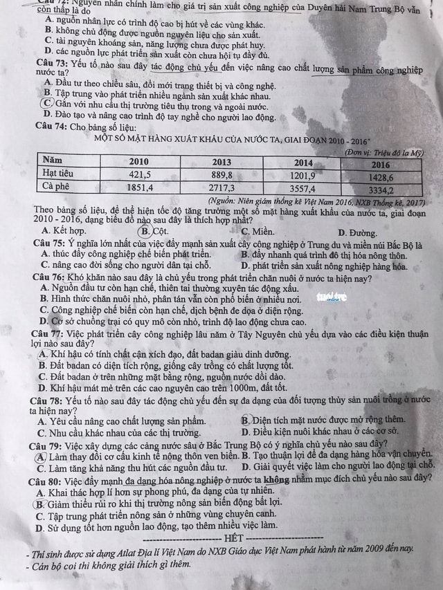 Bài giải môn địa thi THPT quốc gia 2018 - Ảnh 6.