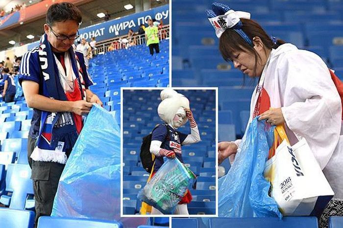 Nhật thua, fan Nhật vừa khóc nức nở lại vừa nhặt rác trên khán đài - Ảnh 5.