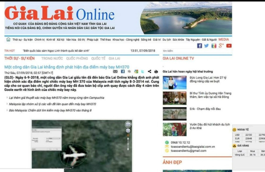 Thông tin phát hiện máy bay MH370: Chờ Tỉnh ủy Gia Lai kết luận