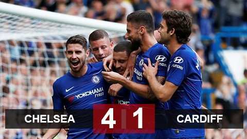 Chelsea 4-1 Cardiff: Super Hazard kéo The Blues ngược dòng