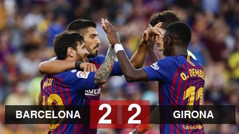 Barcelona 2-2 Girona: Thẻ đỏ phá hỏng ngày của Messi