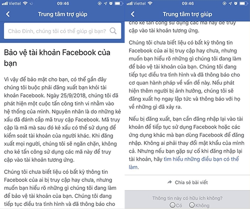 Cảnh báo của Facebook gửi đến cho người dùng Việt Nam.