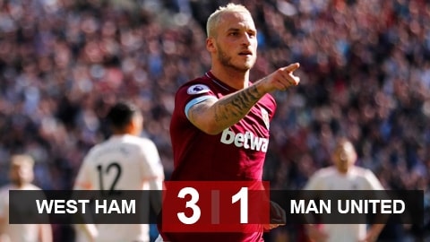 West Ham 3-1 M.U: Quỷ đỏ tiếp tục chơi tệ, Mourinho lâm nguy