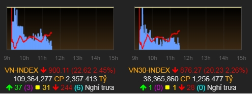 VN-Index lùi về 900 điểm. Ảnh: VNDirect