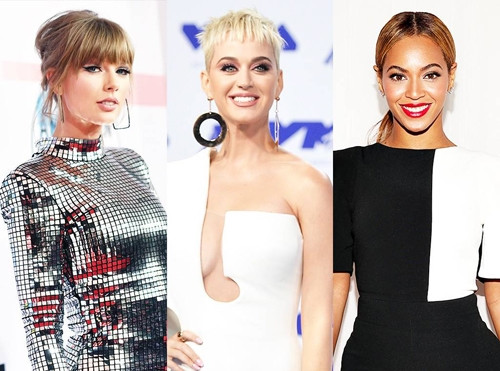 Ba nữ nghệ sĩ thu nhập cao nhất làng nhạc: Taylor Swift, Katy Perry và Beyonce.