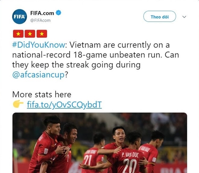 FIFA tiet lo ky luc 18 tran bat bai cua tuyen Viet Nam hinh anh 1