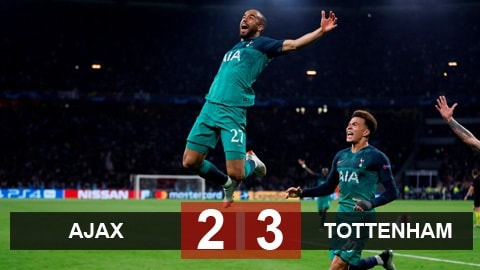 Ajax 2-3 Tottenham (chung cuộc 3-3): Moura lập hat-trick, Spurs ngược dòng vào chung kết