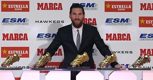 Messi sẽ bổ sung chiếc Giày Vàng thứ sáu vào bộ sưu tập trong buổi lễ của nhà tổ chức giải thưởng vào cuối năm. 