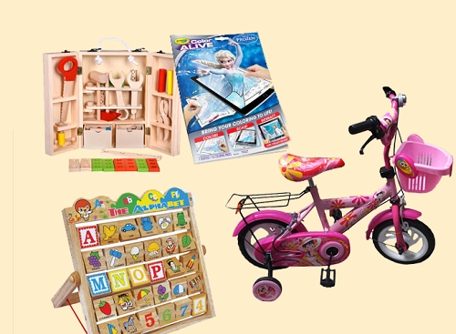 Xe đạp ba bánh, bộ đồ chơi định nghề nghiệp, bảng chữ cái bằng gỗ hay sách tô màu theo chủ đề bé yêu thích là món quà phù hợp cho bé trong giai đoạn 3-5 tuổi. 