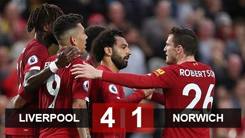 Liverpool 4-1 Norwich: Salah rực sáng, The Kop thắng tưng bừng ngày ra quân