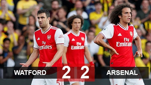 Watford 2-2 Arsenal: Pháo thủ đánh rơi chiến thắng vì sai lầm hàng thủ