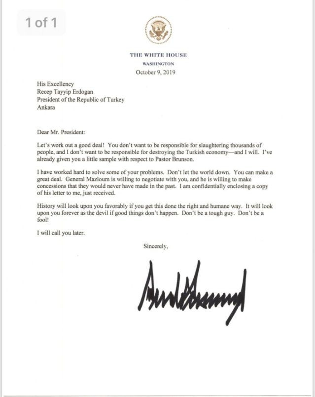 Bức thư ông Trump gửi tổng thống Thổ Nhĩ Kỳ được công bố - Ảnh 2.