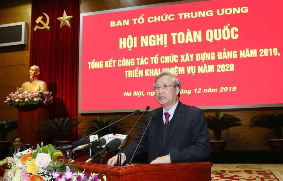 Đồng chí Trần Quốc Vượng, Ủy viên Bộ Chính trị, Thường trực Ban Bí thư phát biểu chỉ đạo hội nghị. (Ảnh: Phương Hoa/TTXVN)