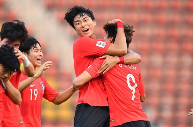 Niềm vui chiến thắng của U23 Hàn Quốc
