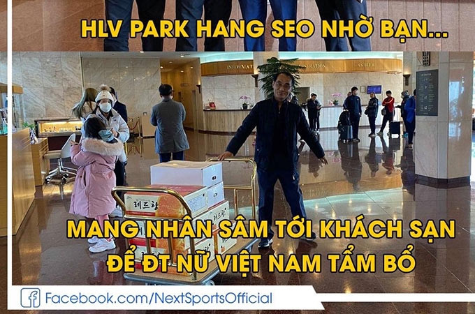 HLV Park Hang Seo nhờ bạn mang nhân sâm đến khách sạn để ĐT nữ Việt Nam bồi bổ ở Hàn Quốc - Ảnh: Next Sports
