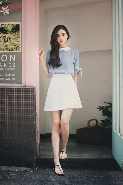 Áo trắng chất xốp hàn cao cấp phối chân váy xếp li hợp mùa hè A1891 - Mydu  Design - Thời trang thiết kế Mydu