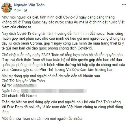 Van Toan quyen gop tien, Xuan Truong keu goi nguoi dan o nha mua dich hinh anh 2 Untitled_1_.jpg