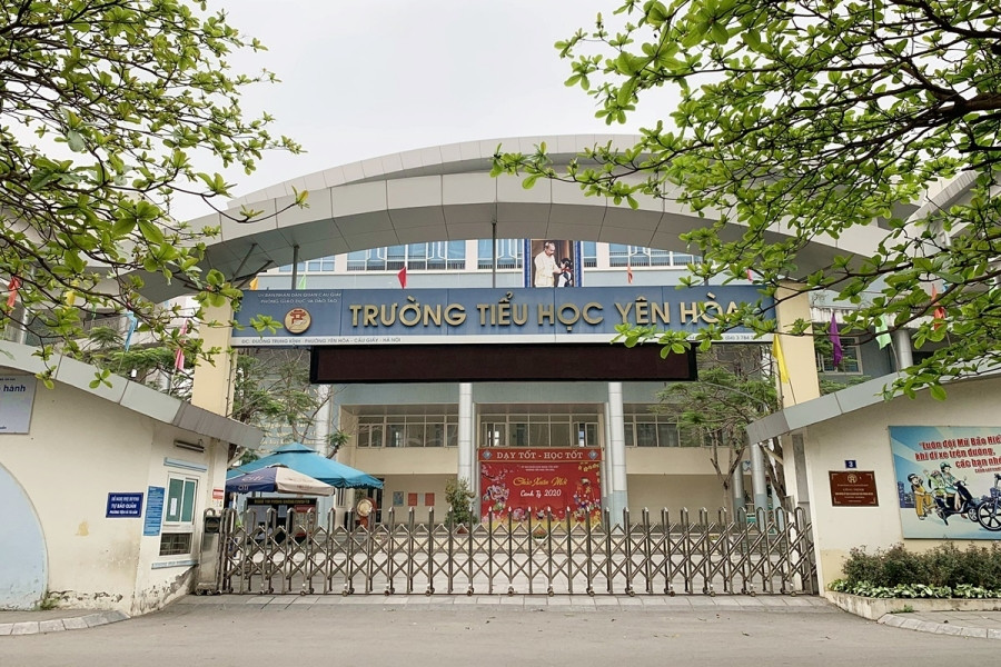 Trường Tiểu học Yên Hòa (Cầu Giấy, Hà Nội) trong thời gian nghỉ phòng dịch. Ảnh: Thanh Hằng
