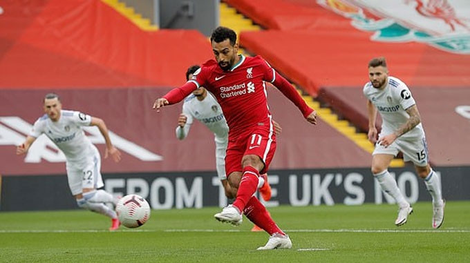 Salah ghi bàn cho Liverpool ở ngay phút thứ 4
