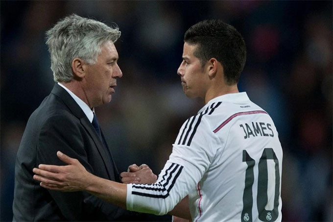 James từng là trò cưng của HLV Ancelotti ở Real và Bayern