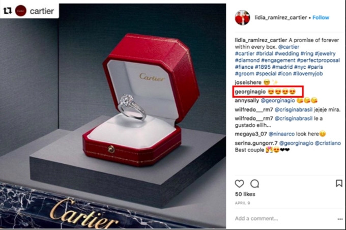 Cận cảnh chiếc nhẫn đính hôn của Ronaldo với Georgina