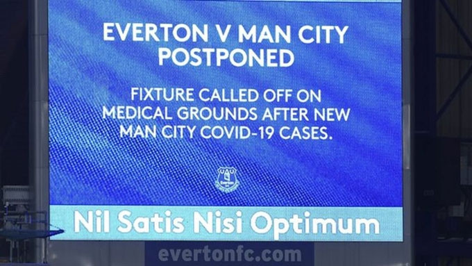 Trận Everton vs Man City bị hoãn sau khi có nhiều cầu thủ của Man City dương tính với Covid-19